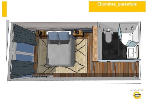 Rafraîchir un appartement - réalisation 3D chambre parentale - Inspirations en Pulpe