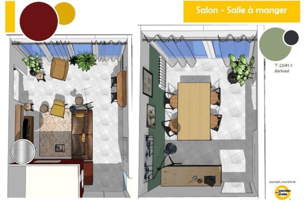 Rafraîchir un appartement - réalisation 3D salon et salle à manger - Inspirations en Pulpe