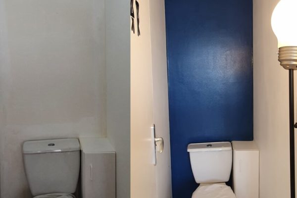 Rafraîchir un appartement - réalisation WC avant et pendant- Inspirations en Pulpe